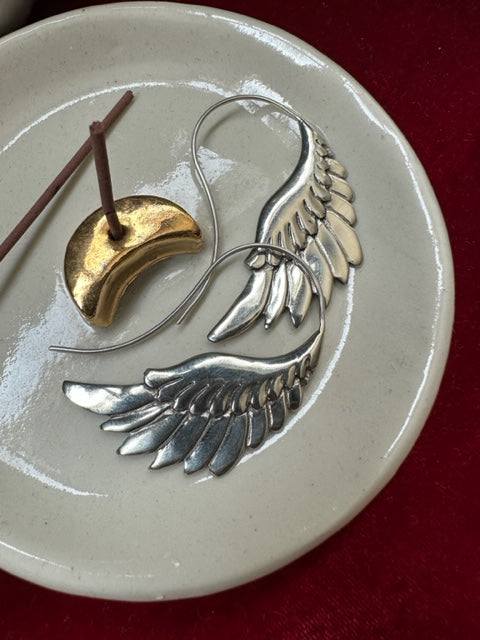 Etched Brass Double Wing Earrings