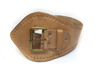 Babushka Wide Leather Belt - Tan
