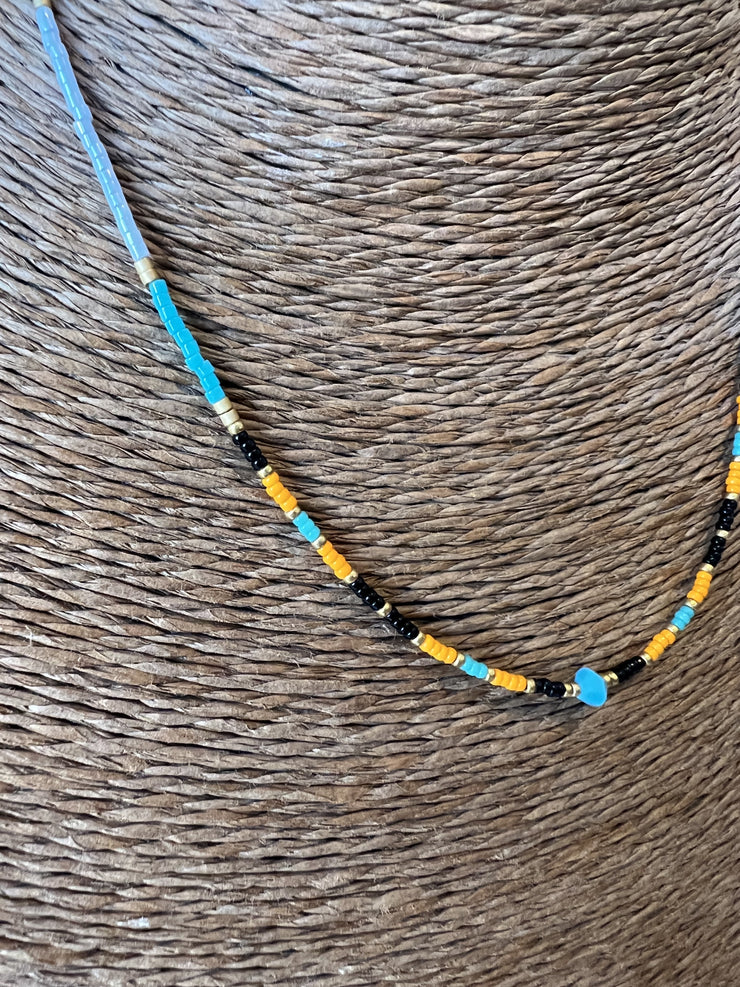 Danielle Shukur Orange + Black + Blue Short necklace