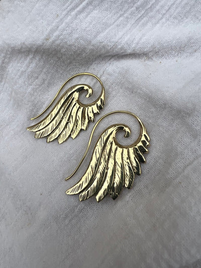 Etched Brass Wing Earrings